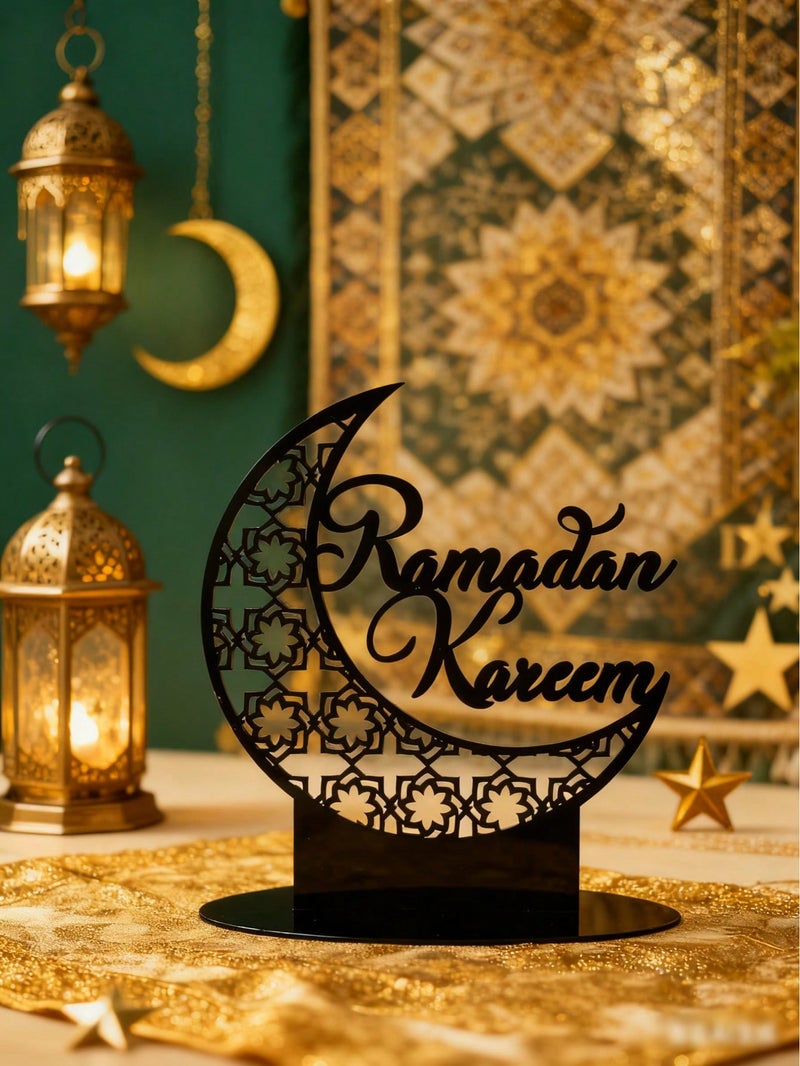 زينه رمضان أكريليك على شكل هلال – ديكور طاولة إسلامي لشهر رمضان والعيد - Image 4